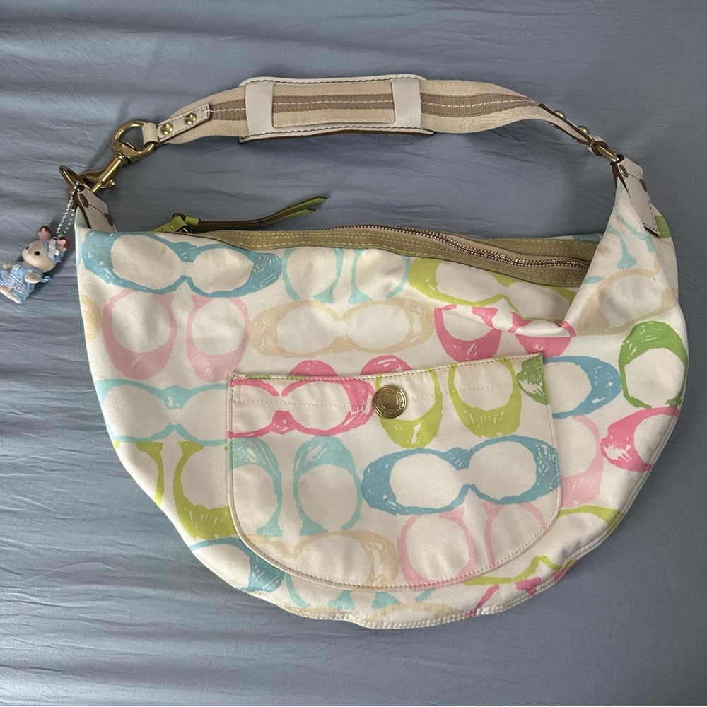 Coach Multicolor Hobo Bag with Signature Pattern